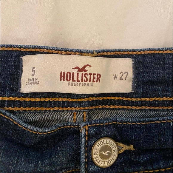 Low Rise Dark Wash Jean Shorts - Picture 2 of 3